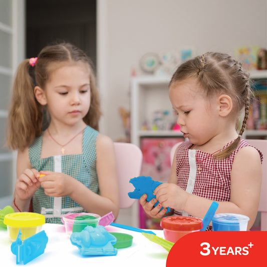 MOON Funny Dino Dough Creations Set of 4 with Molds for 3+ Years – Multi Color.