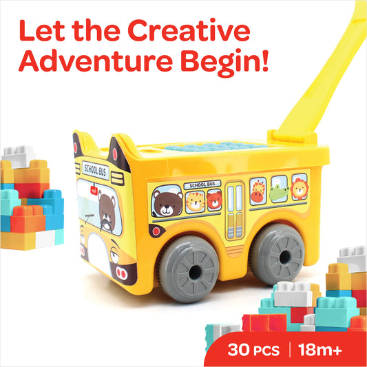 MOON Little Wagon Blocks Toys for Kids-30PCS (POLICE CAR)