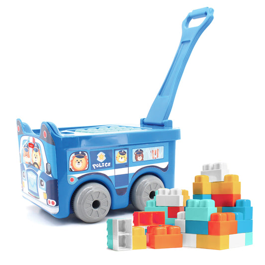 MOON Little Wagon Blocks Toys for Kids-30PCS (POLICE CAR)