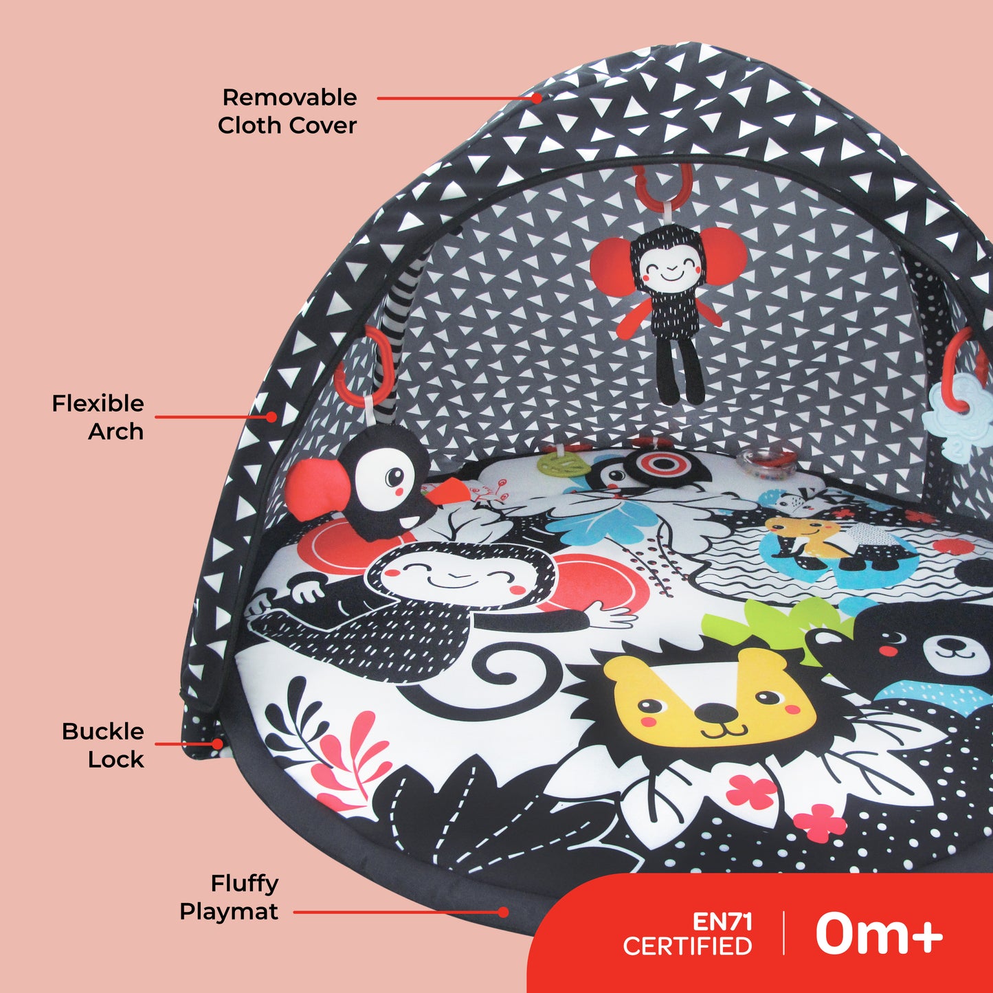 MOON Chirpy Playmat - Jungle Friends / MOON Organic Feeding Nursing Pillow (White, Organic Fabric) / MOON Soft Cloth Book - Numbers