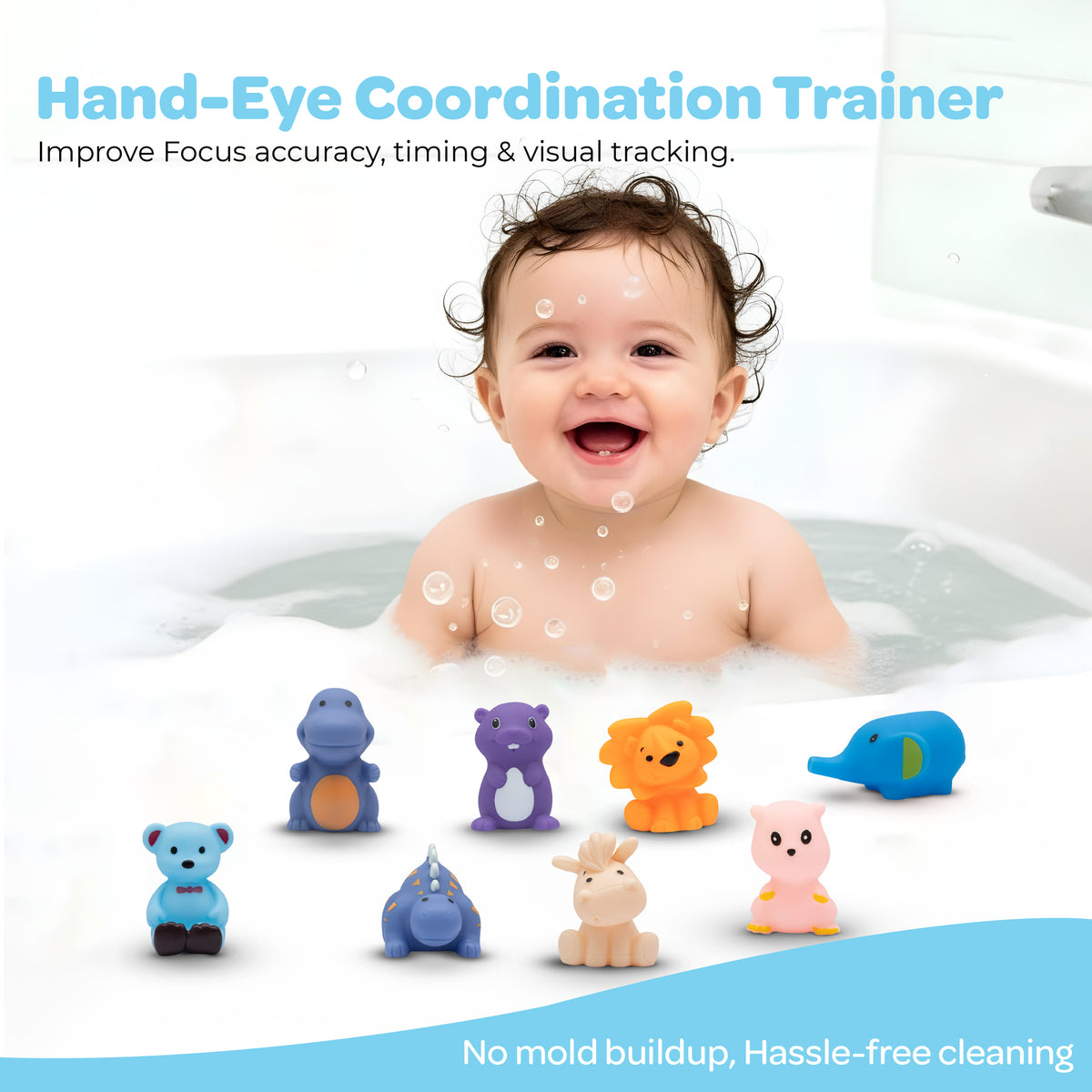 Moon Splash and Play Baby Bath Toys with Squeaker for Toddlers - Pack of 8 — The Moon Brand product image