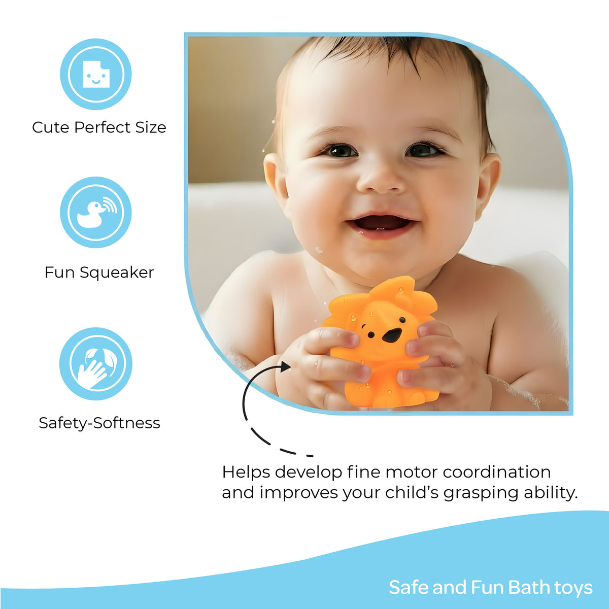 Moon Splash and Play Baby Bath Toys with Squeaker for Toddlers - Pack of 8 — The Moon Brand product image