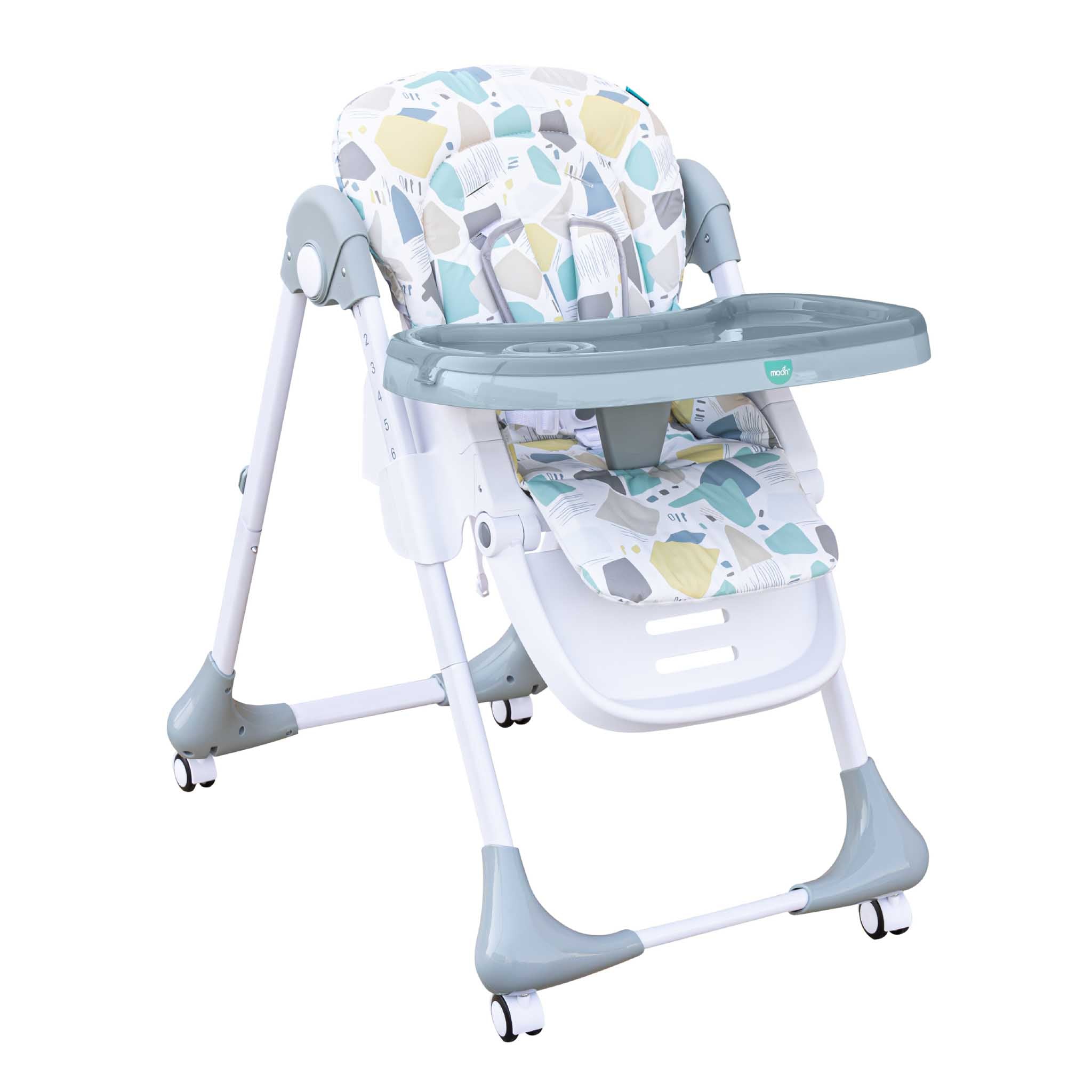 MOON  Apex Baby Highchair With 7 adjustable heights and Reclining Feature-Beige