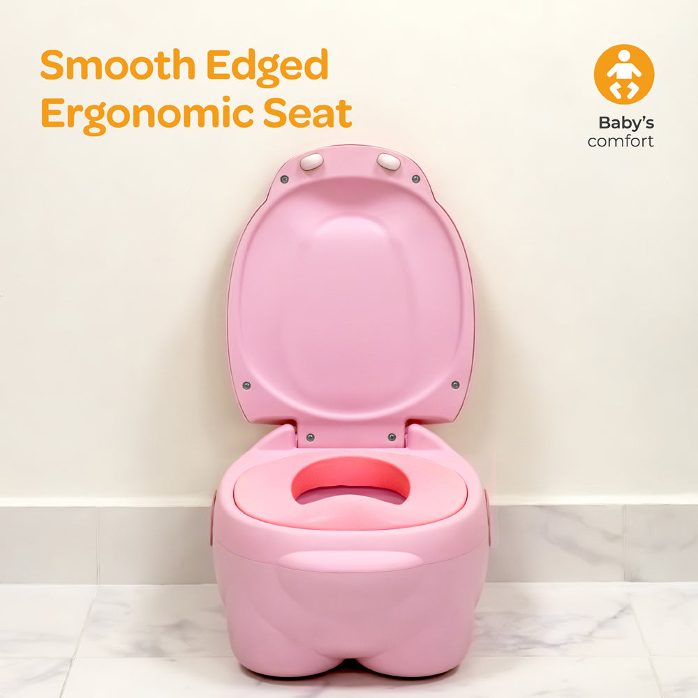MOON Baby Potty Hippo with PU Cushion (Pink) / MOON Disposable Toilet Seat Cover (Dino, 66 x 63 cm)