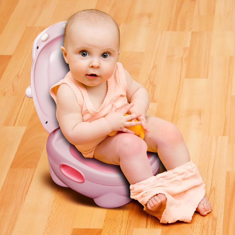 MOON Baby Potty Hippo with PU Cushion (Pink) / MOON Disposable Toilet Seat Cover (Dino, 66 x 63 cm)