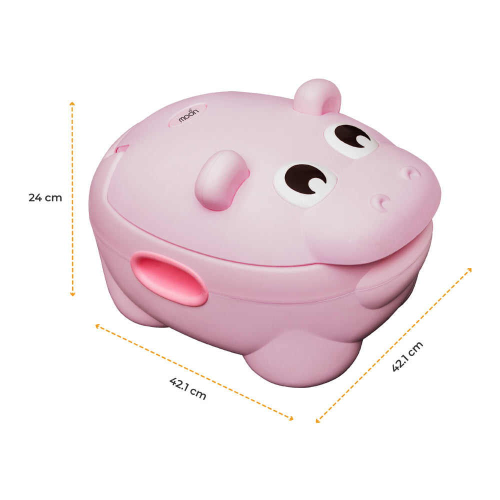 MOON Baby Potty Hippo with PU Cushion (Pink) / MOON Disposable Toilet Seat Cover (Dino, 66 x 63 cm)