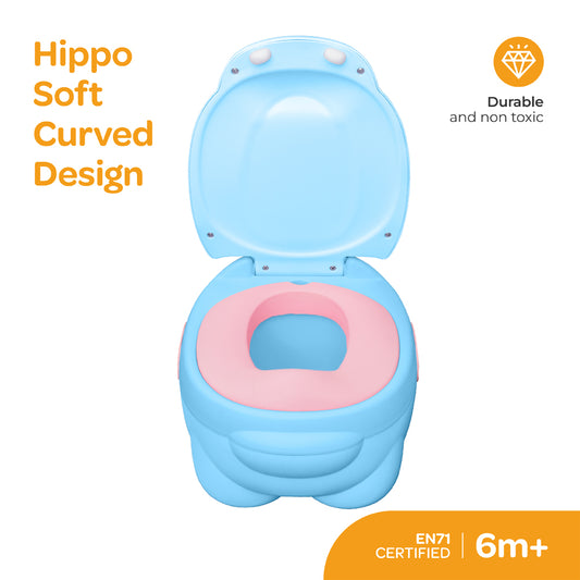 MOON Baby potty Hippo with PU Cushion  - Blue