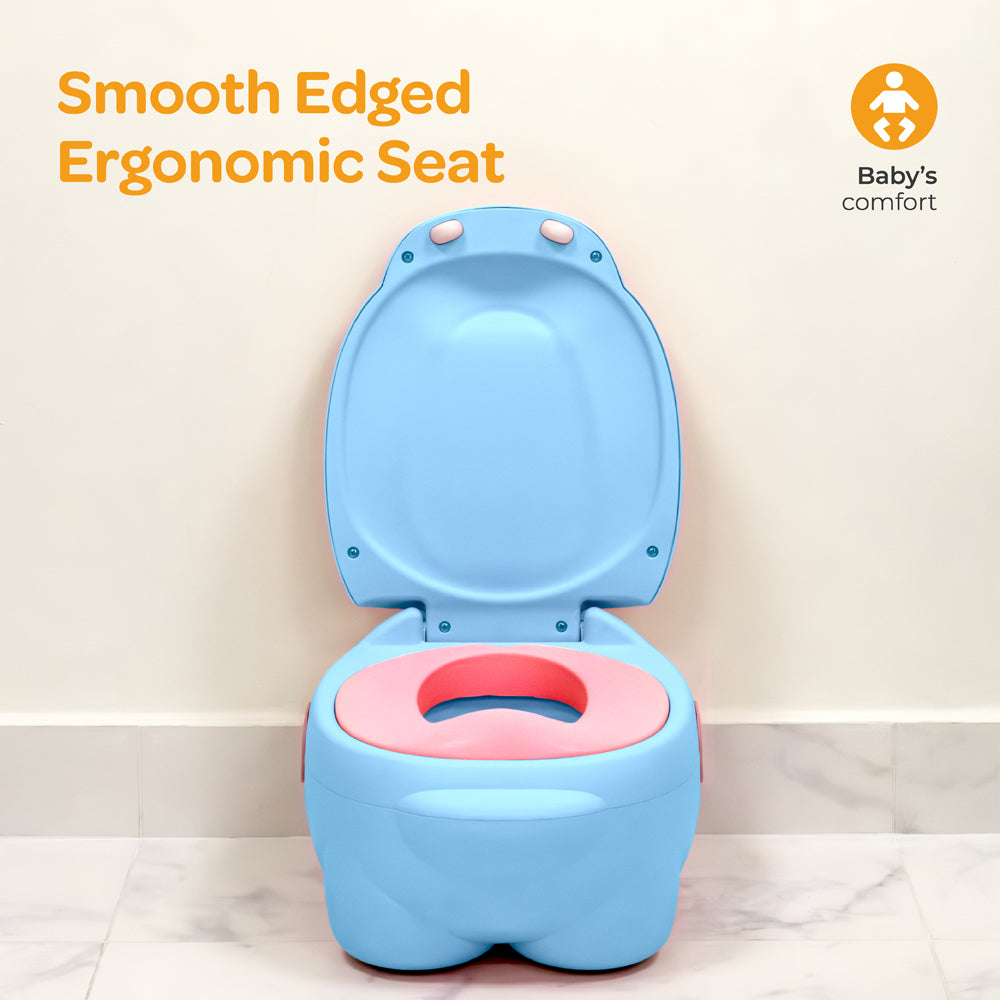 MOON Baby Potty Hippo with PU Cushion (Blue) / MOON Disposable Toilet Seat Cover (Dino, 66 x 63 cm)