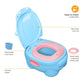 MOON Baby Potty Hippo with PU Cushion (Blue) / MOON Disposable Toilet Seat Cover (Dino, 66 x 63 cm)