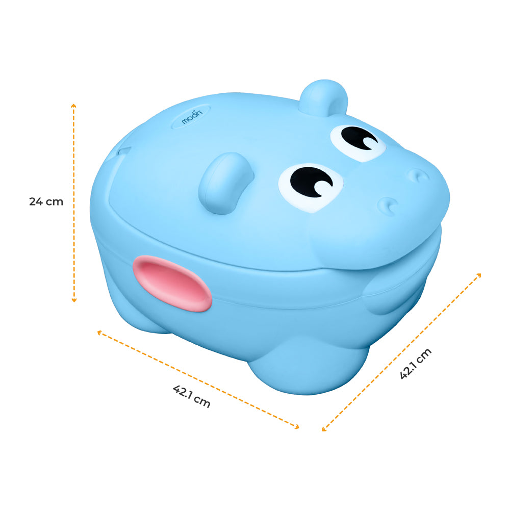 MOON Baby Potty Hippo with PU Cushion (Blue) / MOON Disposable Toilet Seat Cover (Dino, 66 x 63 cm)