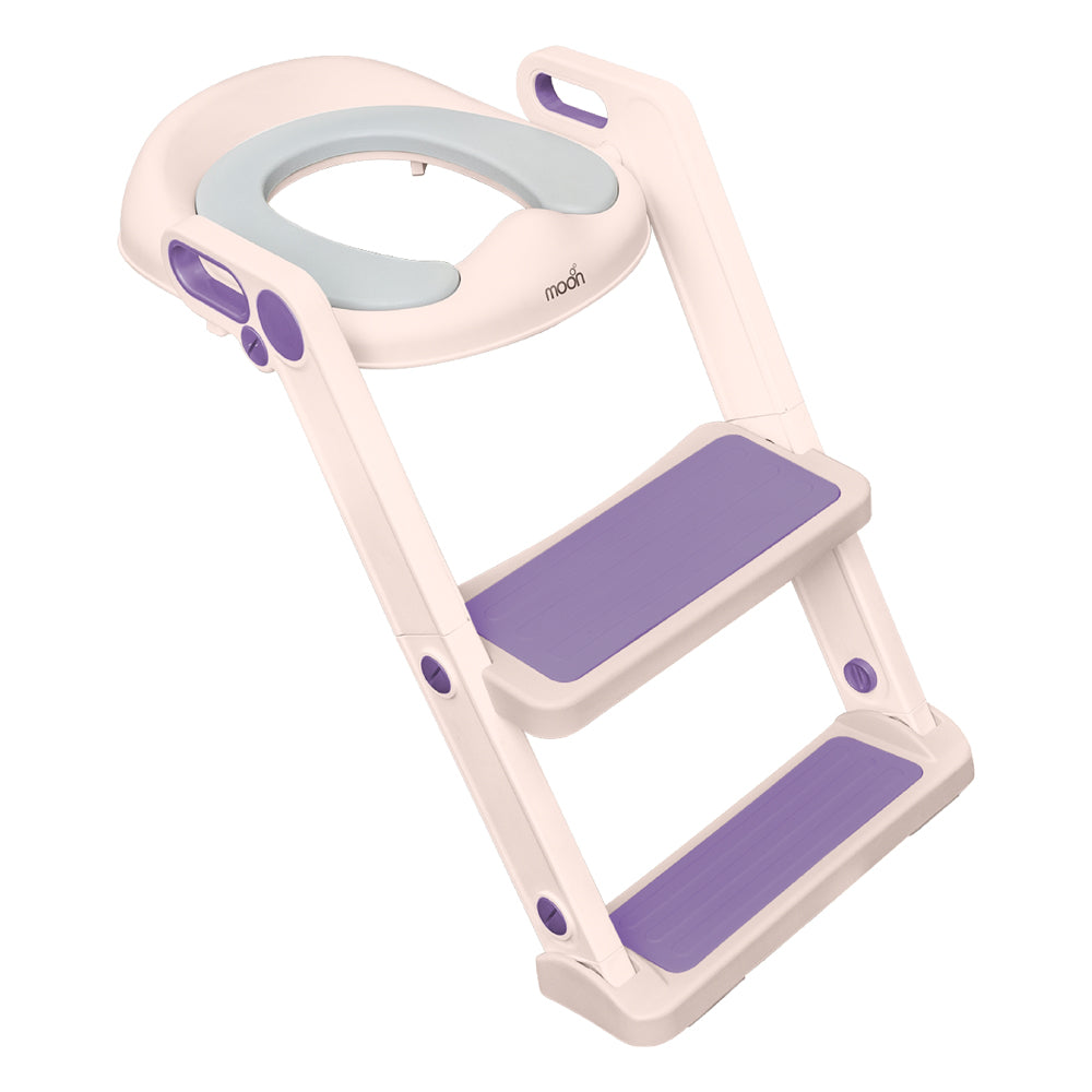 MOON Kids Step Stool Potty Trainer Seat (Pink and Purple) / MOON Disposable Toilet Seat Cover (Dino, 66 x 63 cm)
