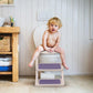 MOON Kids Step Stool Potty Trainer Seat (Pink and Purple) / MOON Disposable Toilet Seat Cover (Dino, 66 x 63 cm)