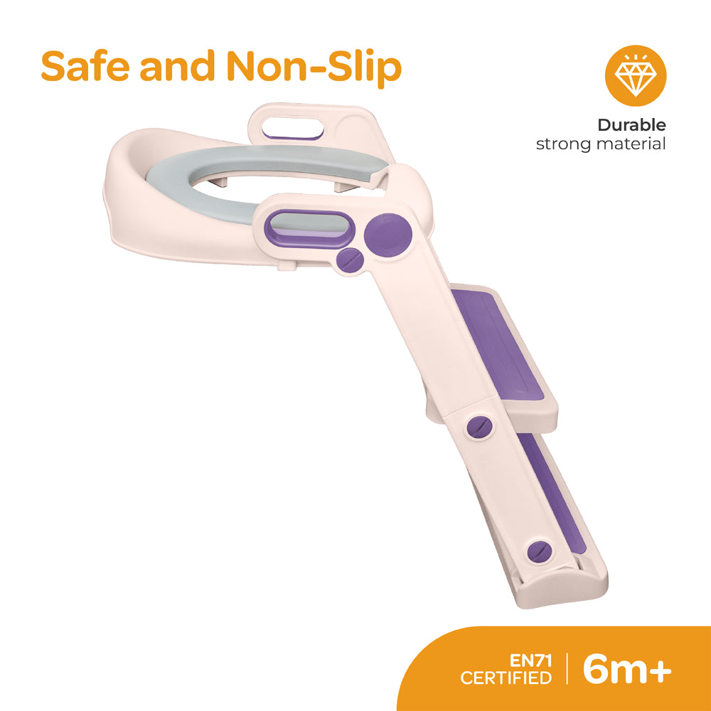 MOON Kids Step Stool Potty Trainer Seat (Pink and Purple) / MOON Disposable Toilet Seat Cover (Dino, 66 x 63 cm)