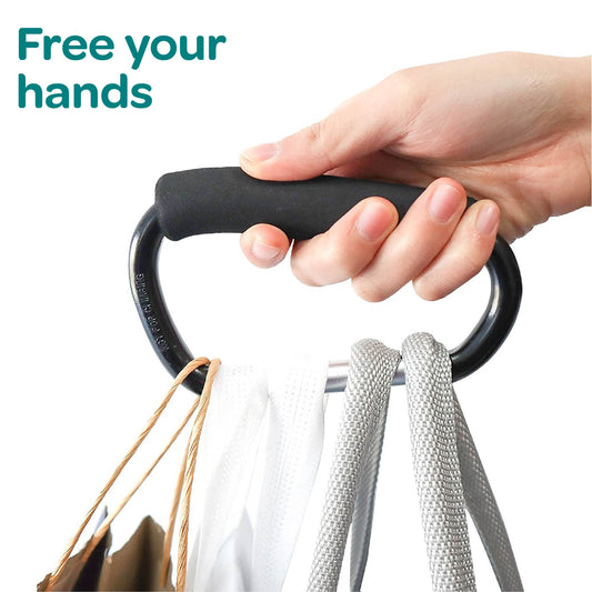 MOON Hands-Free Baby Stroller Hook - Durable, Lightweight & Strong - Black