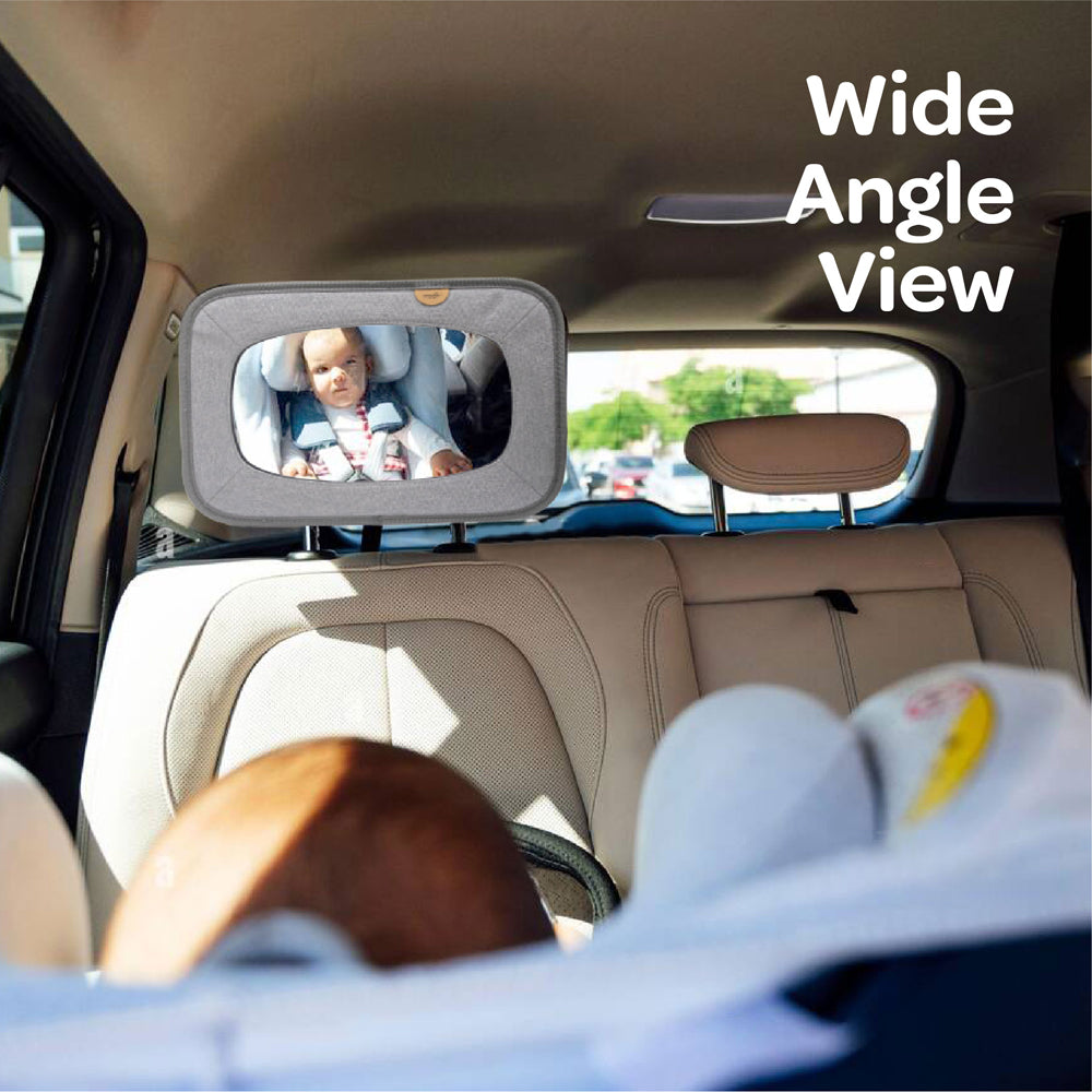 MOON Sumo Baby/Infant Car Seat (0-6 Years, 0-25 Kg, Light Grey) / Baby Back Seat Mirror (Grey) / Baby Back Seat Organizer (Black Prismatic) - The Moon Brand™
