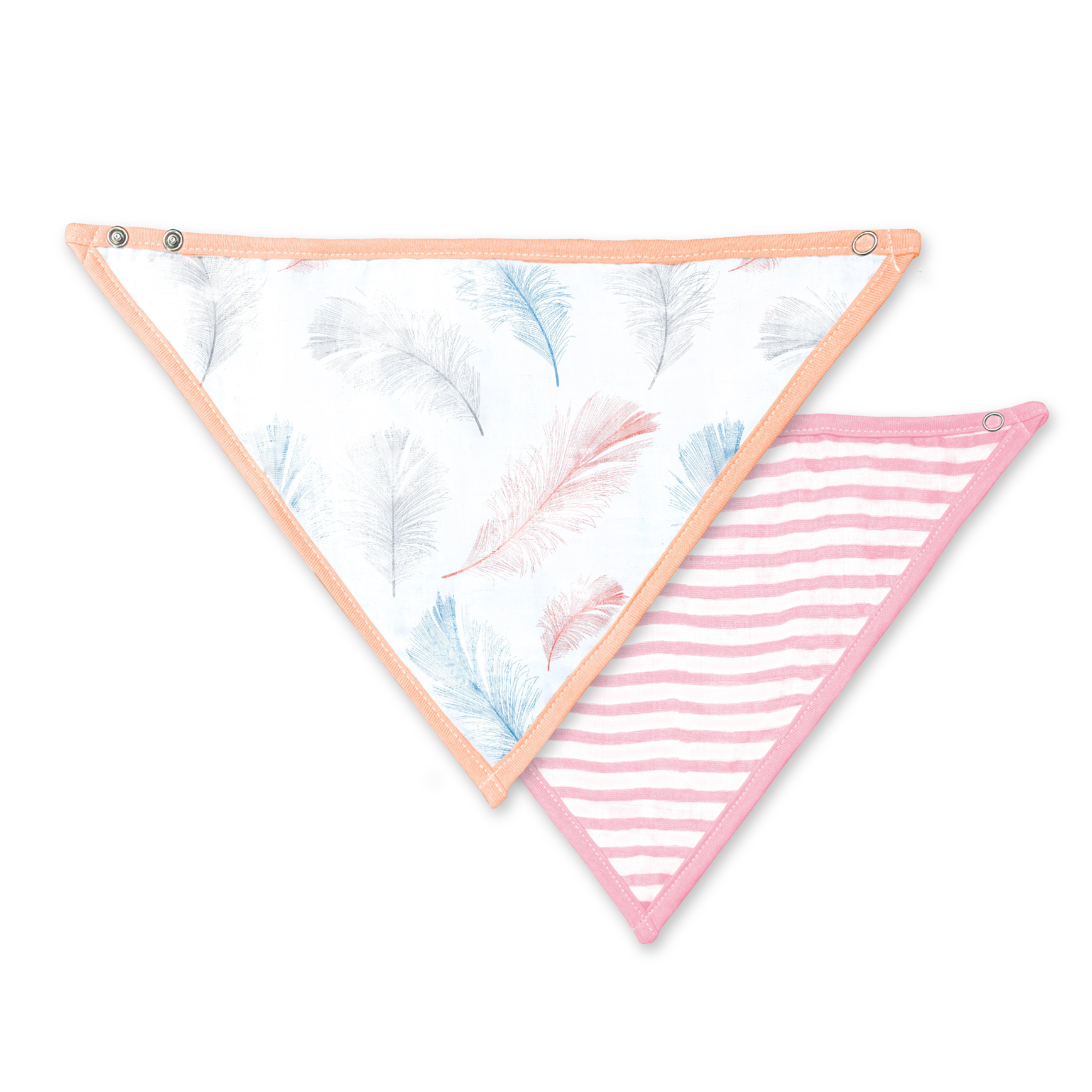 مريلة موسلين عضوية من مون. (عبوة من قطعتين) بلون الغابة والخوخ