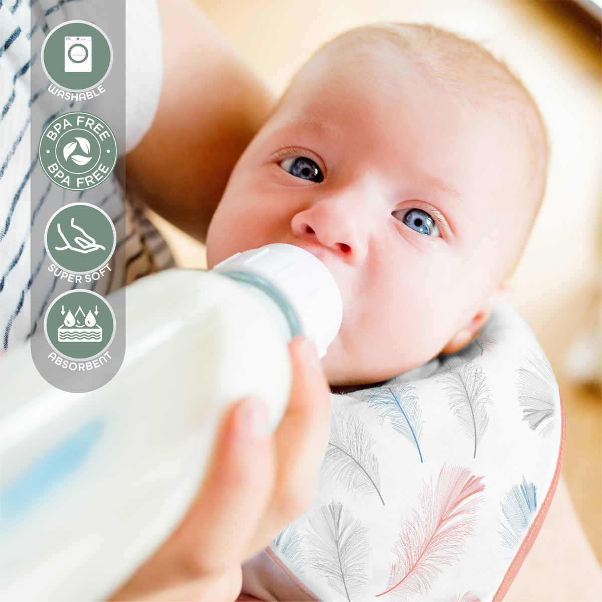 MOON Organic Muslin Bibs. ( PK -2) Forest & peach - The Moon Brand™