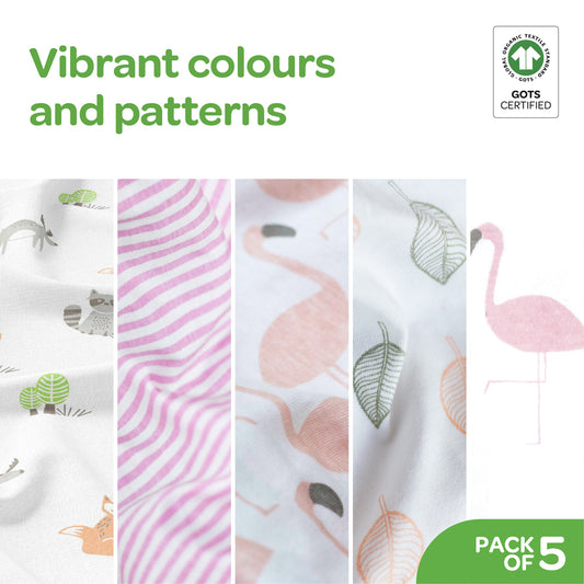 MOON baby body suit set of 5, girls,  6-9m