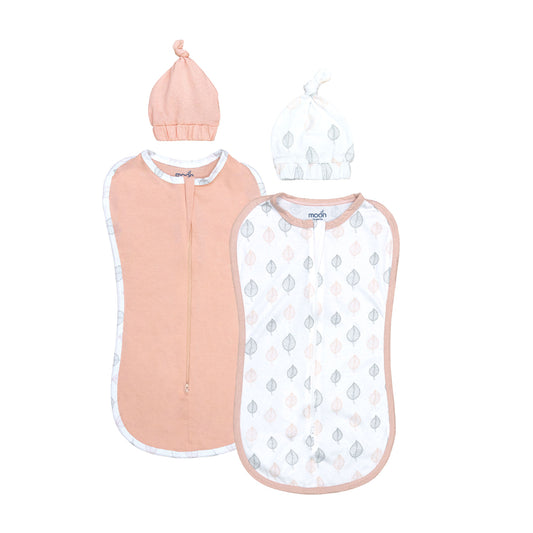 MOON swaddle pods 0-2m- Orange and Forest Print