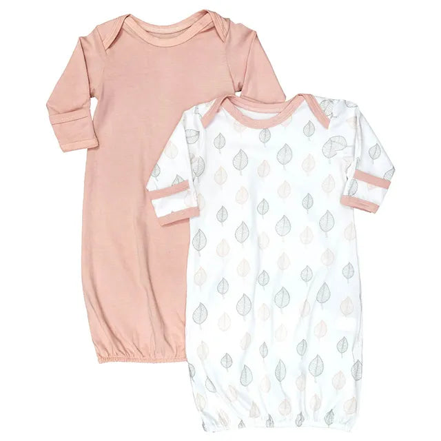 MOON Organic Sleep gown set of 2, Orange and Forest Print