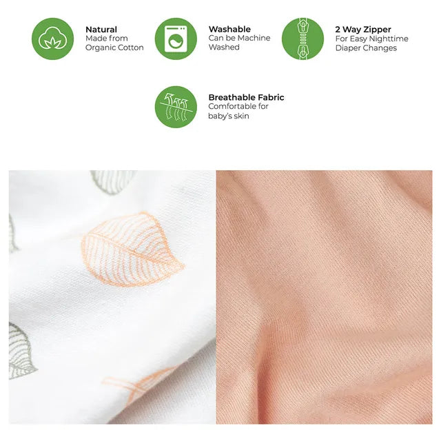 MOON Organic Sleep gown set of 2, Orange and Forest Print