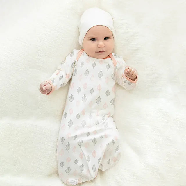 MOON Organic Sleep gown set of 2, Orange and Forest Print