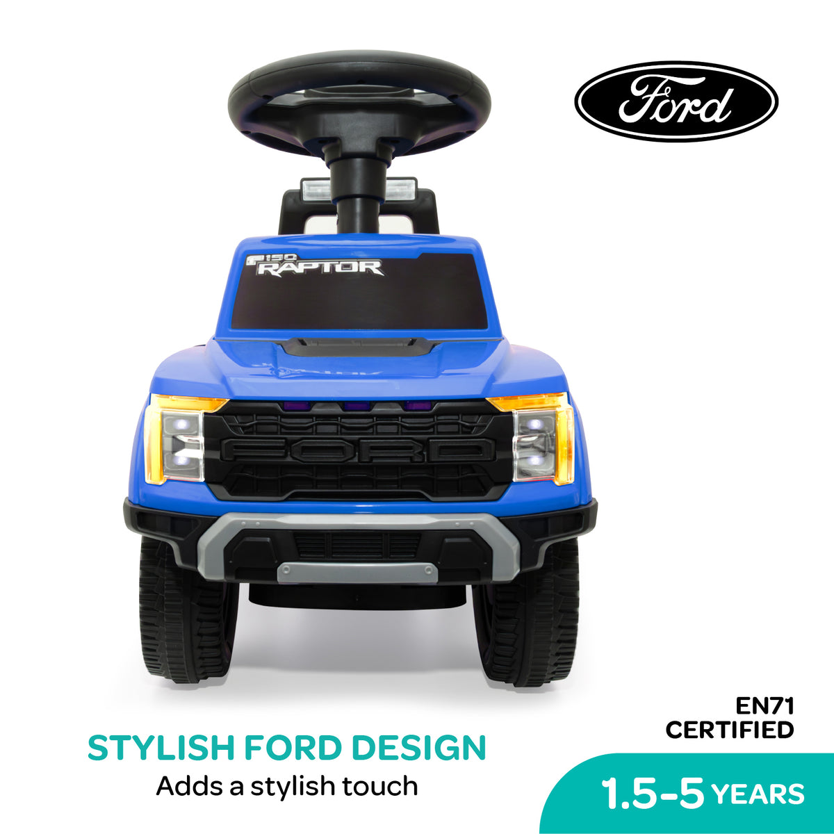 MOON Licensed Ford F150 Raptor Foot-to-Floor Ride-On Car for Toddlers,12-36 Months -Blue