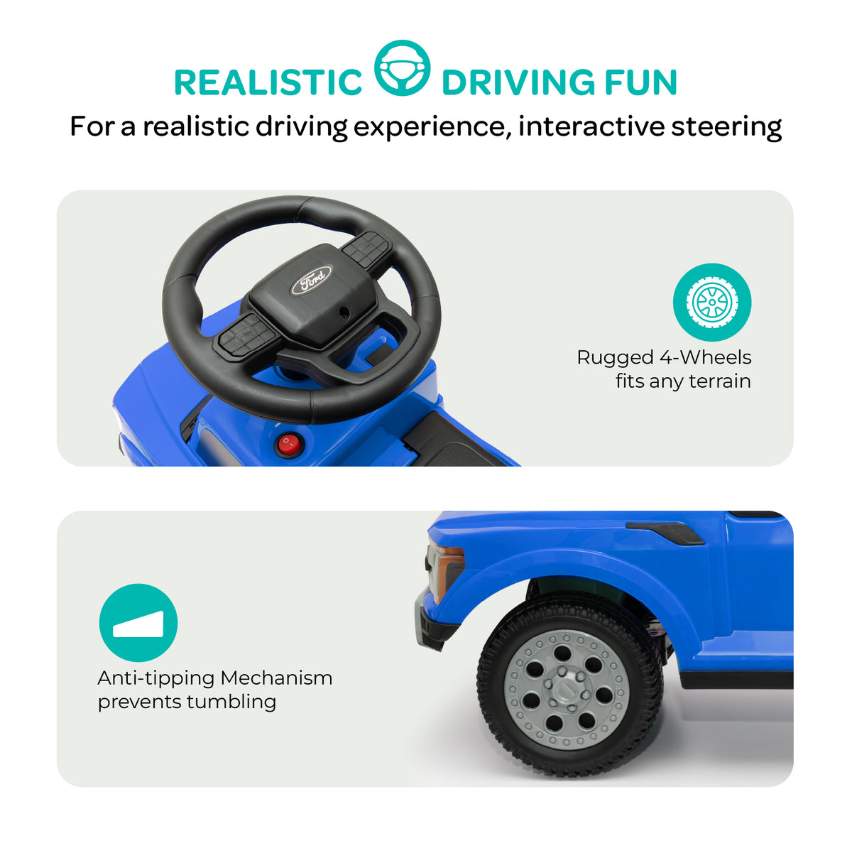 MOON Licensed Ford F150 Raptor Foot-to-Floor Ride-On Car for Toddlers,12-36 Months -Blue — The Moon Brand product image