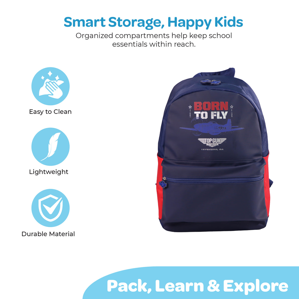 MOON Licensed Top Gun 3-in-1 Kids School Backpack Set