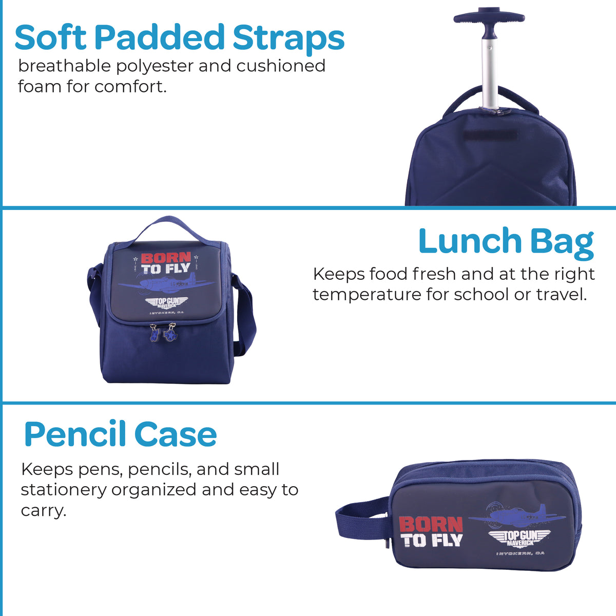 MOON Licensed Top Gun 3-in-1 Kids Trolley Set