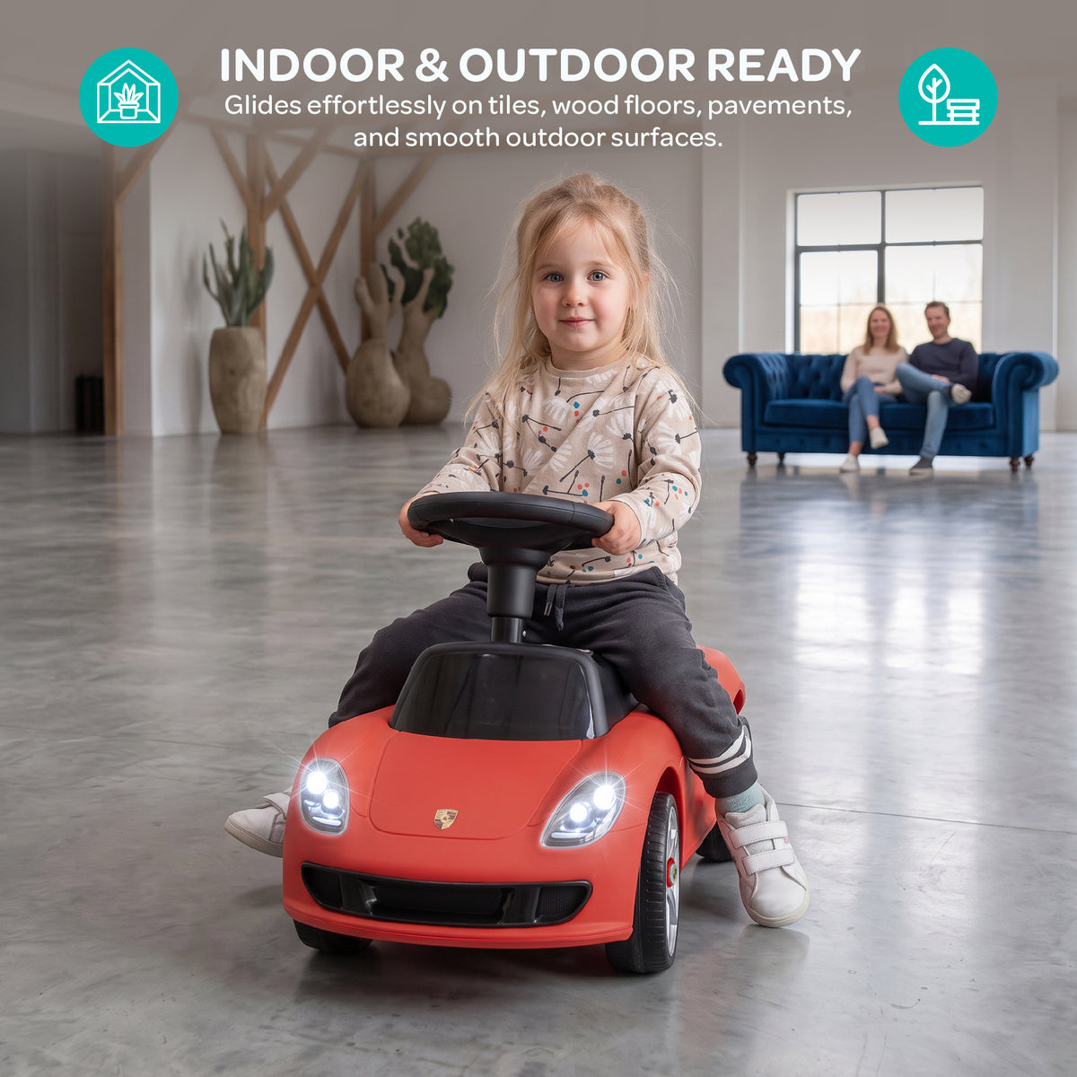 MOON Mini Motors Porsche Carrera GT Foot-to-Floor Ride-On ,1.5-5 Years -Red