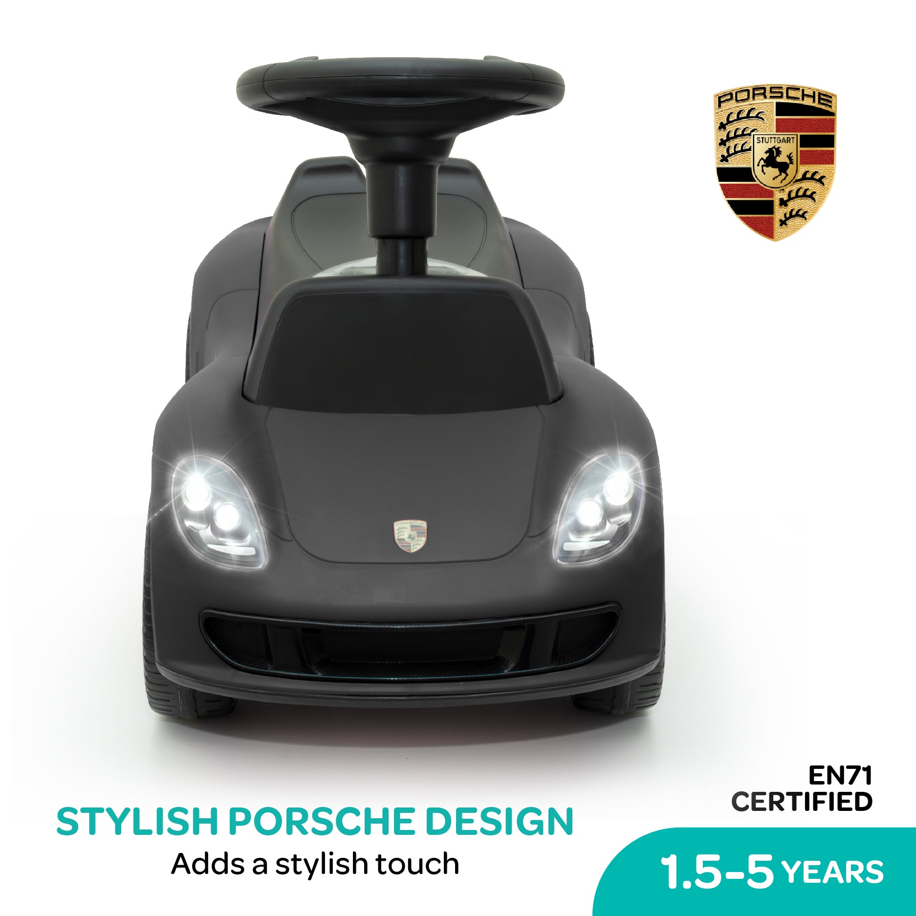 MOON Mini Motors Porsche Carrera GT Foot-to-Floor Ride-On ,1.5-5 Years-Black