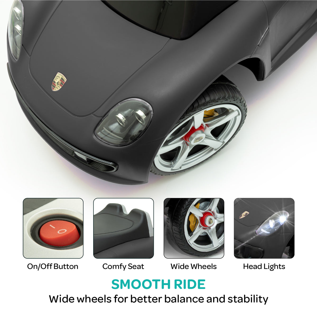 MOON Mini Motors Porsche Carrera GT Foot-to-Floor Ride-On ,1.5-5 Years-Black — The Moon Brand product image