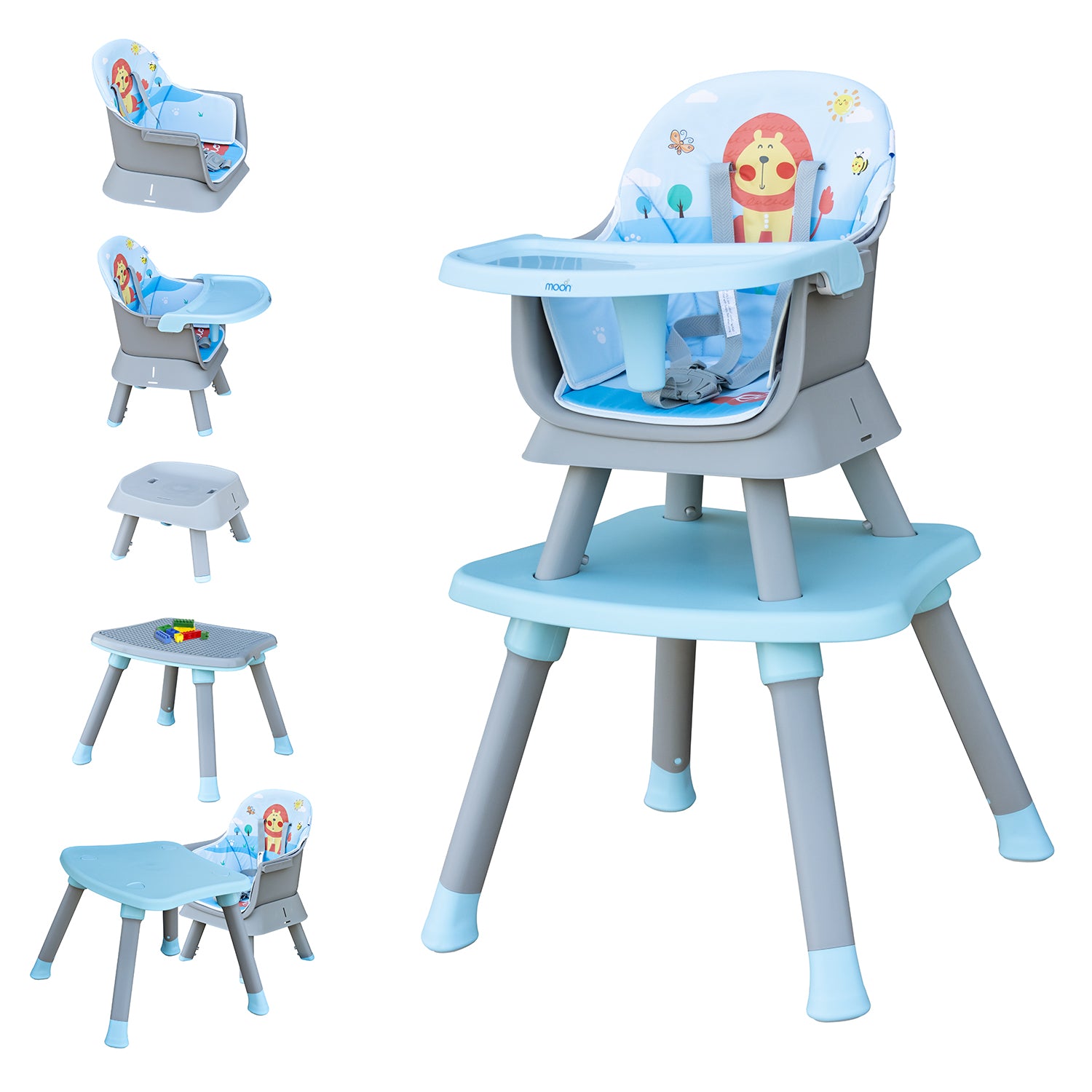MOON 6 in 1 High Chair - Blue 