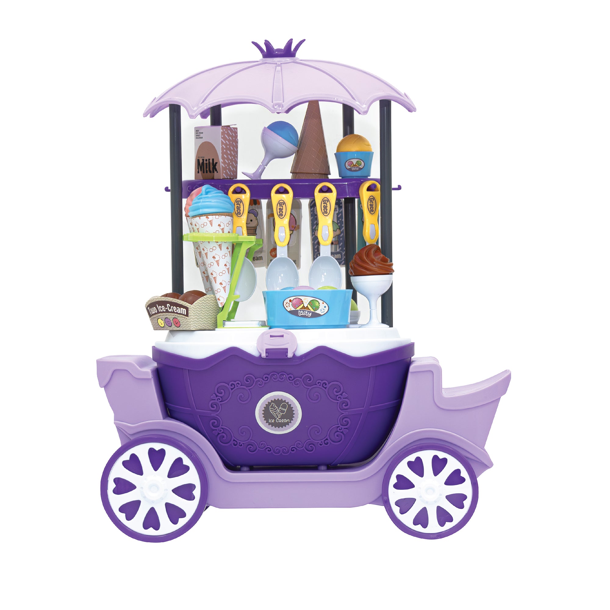 MOON Ice Cream Cart- 69 Pcs ,Pretend Play Truck Toys For Kids