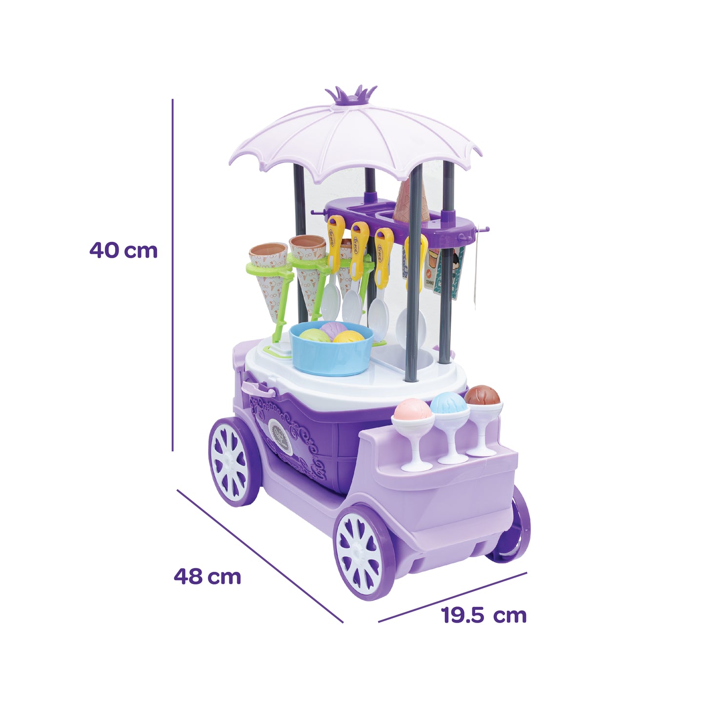 MOON Ice Cream Cart- 69 Pcs ,Pretend Play Truck Toys For Kids