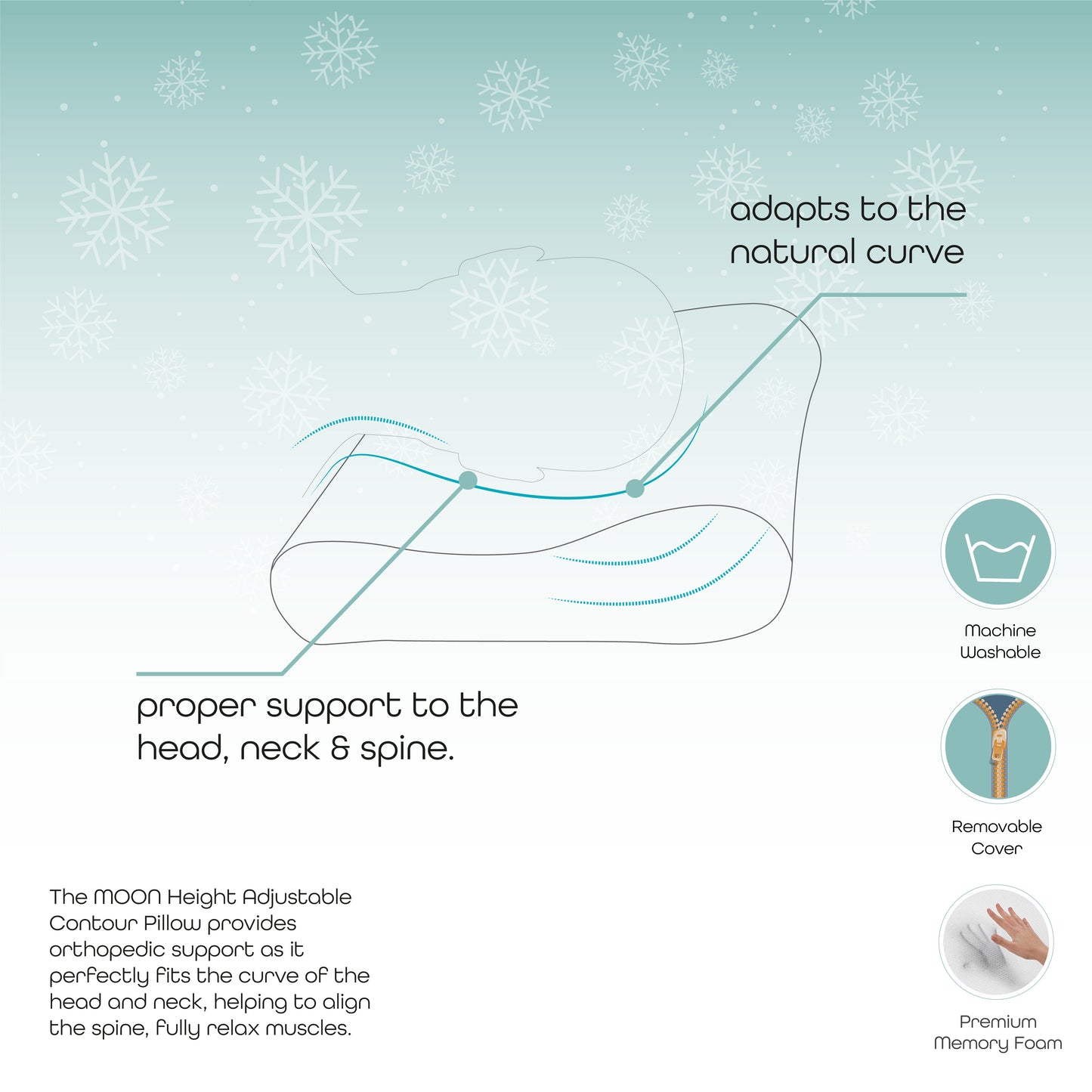 MOON  CONTOUR  Memory Foam Pillow,