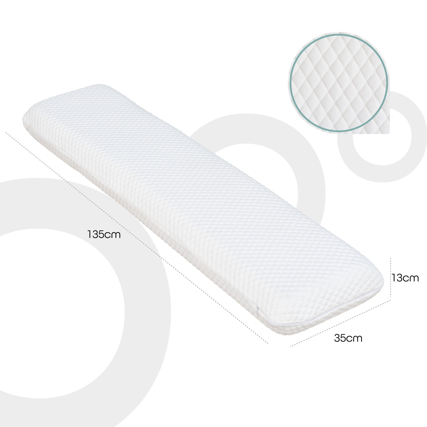 MOON  Multi function pillow - Full Body Pillow with Memory Foam, Long Pillow (White)
