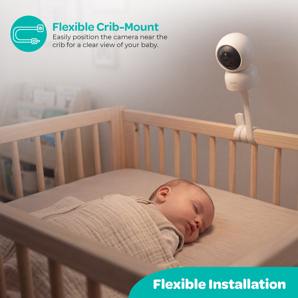Moon Smart Baby Monitor M2 - 2K HD WiFi Camera with Night Vision,Two-Way Audio-White