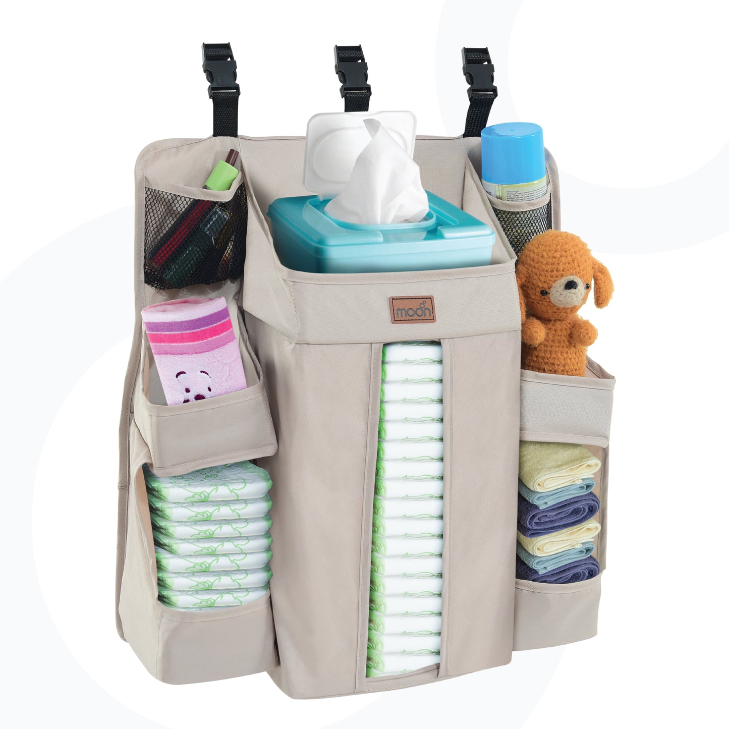 MOON Wooden Portable Crib Brown / Baby Crib Organizer  / Crib & Pram Mattress (Classic Foam Moses Basket Mattress)