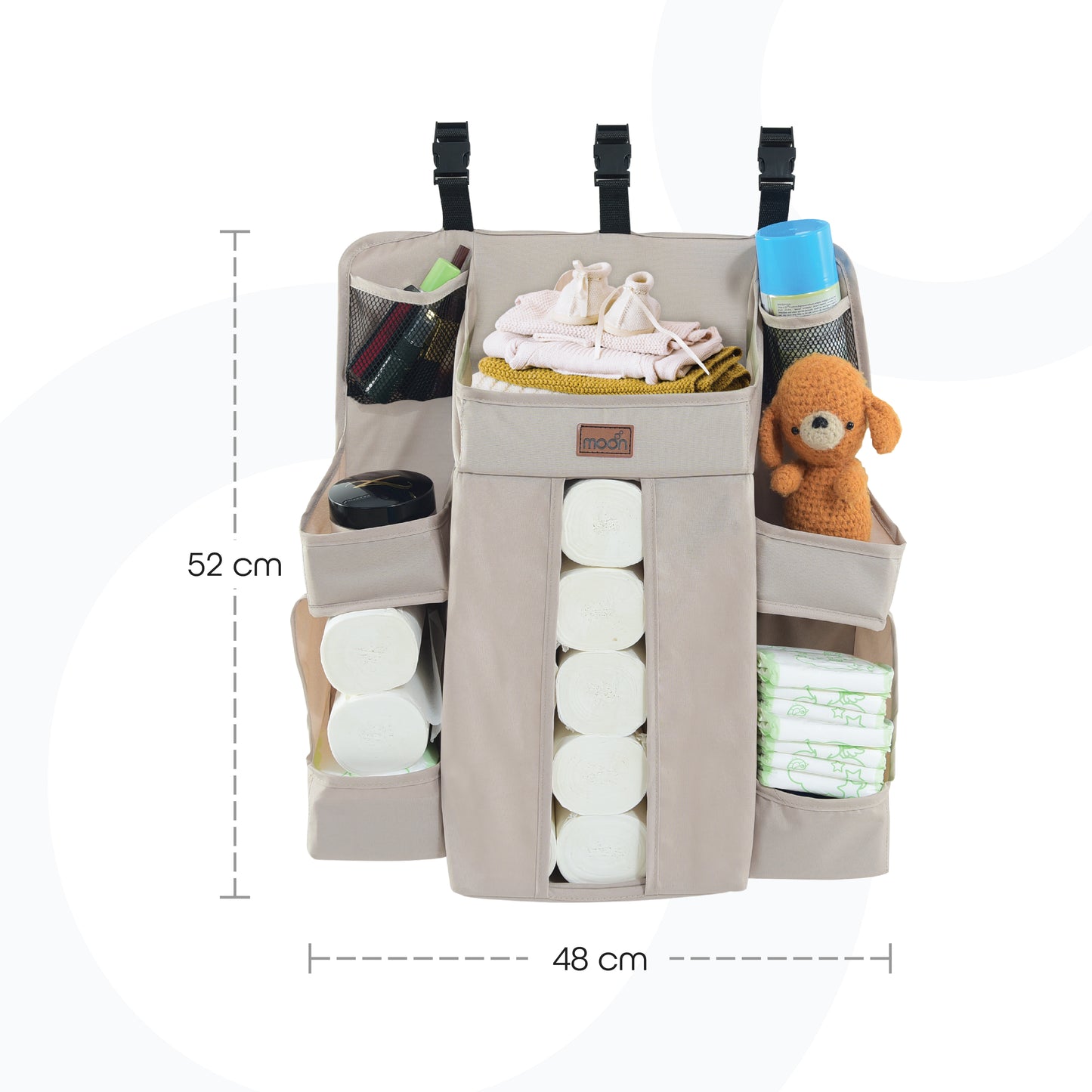 MOON Wooden Portable Crib Brown / Baby Crib Organizer  / Crib & Pram Mattress (Classic Foam Moses Basket Mattress)