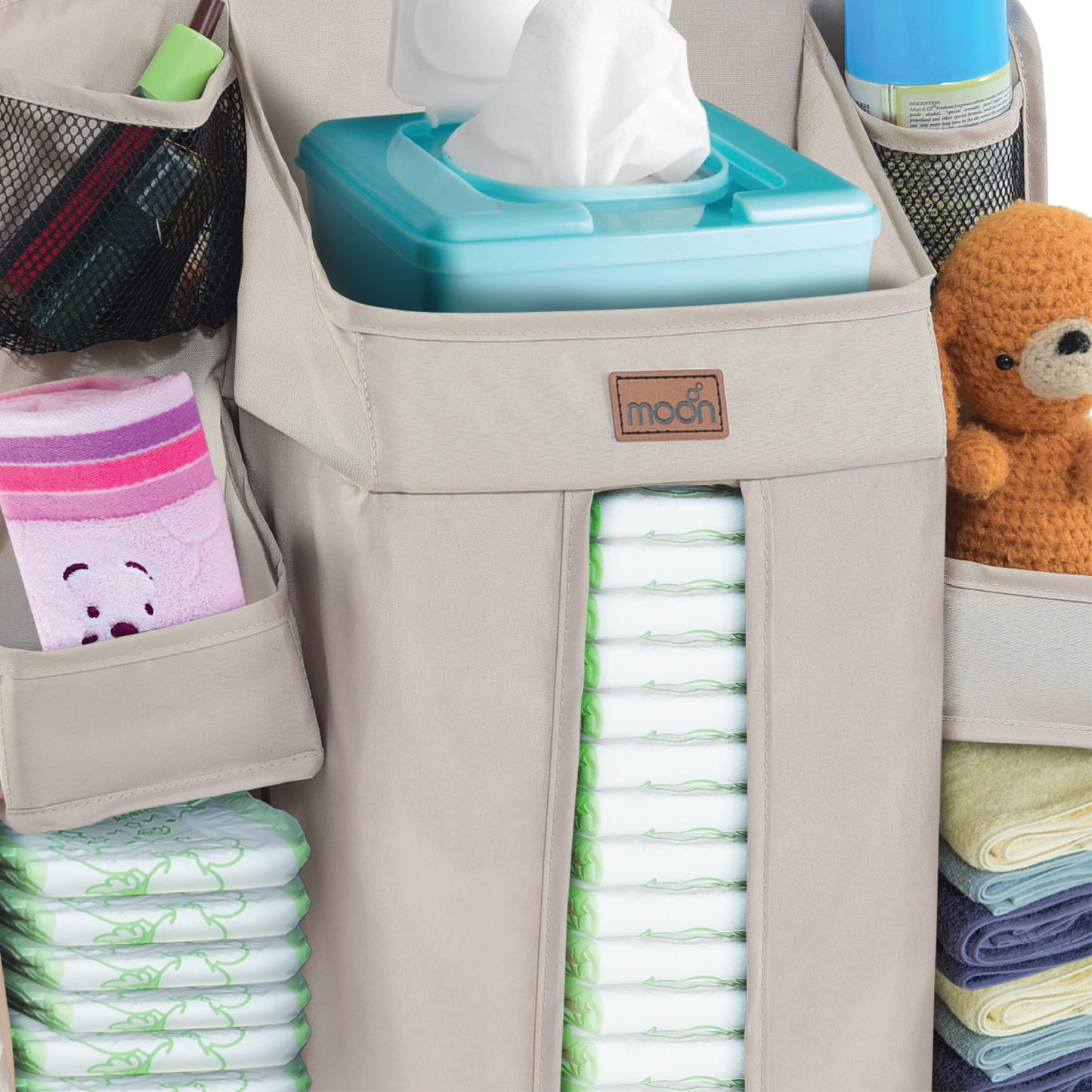 MOON Wooden Portable Crib Brown / Baby Crib Organizer  / Crib & Pram Mattress (Classic Foam Moses Basket Mattress)