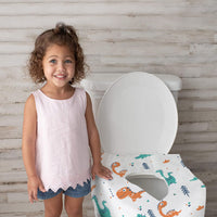 MOON Travel Baby Potty Seat (Blue) / MOON Disposable Toilet Seat Cover (Dino, 66 x 63 cm)