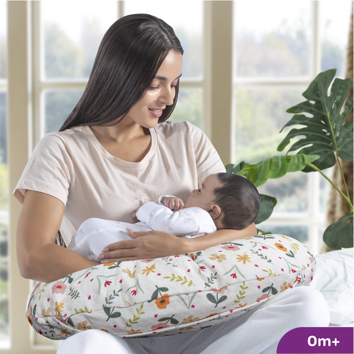 MOON Portable Nursing Breast Feeding Baby Support Pillow Cushion With Washable Zippered Cover-Hippo — The Moon Brand product image