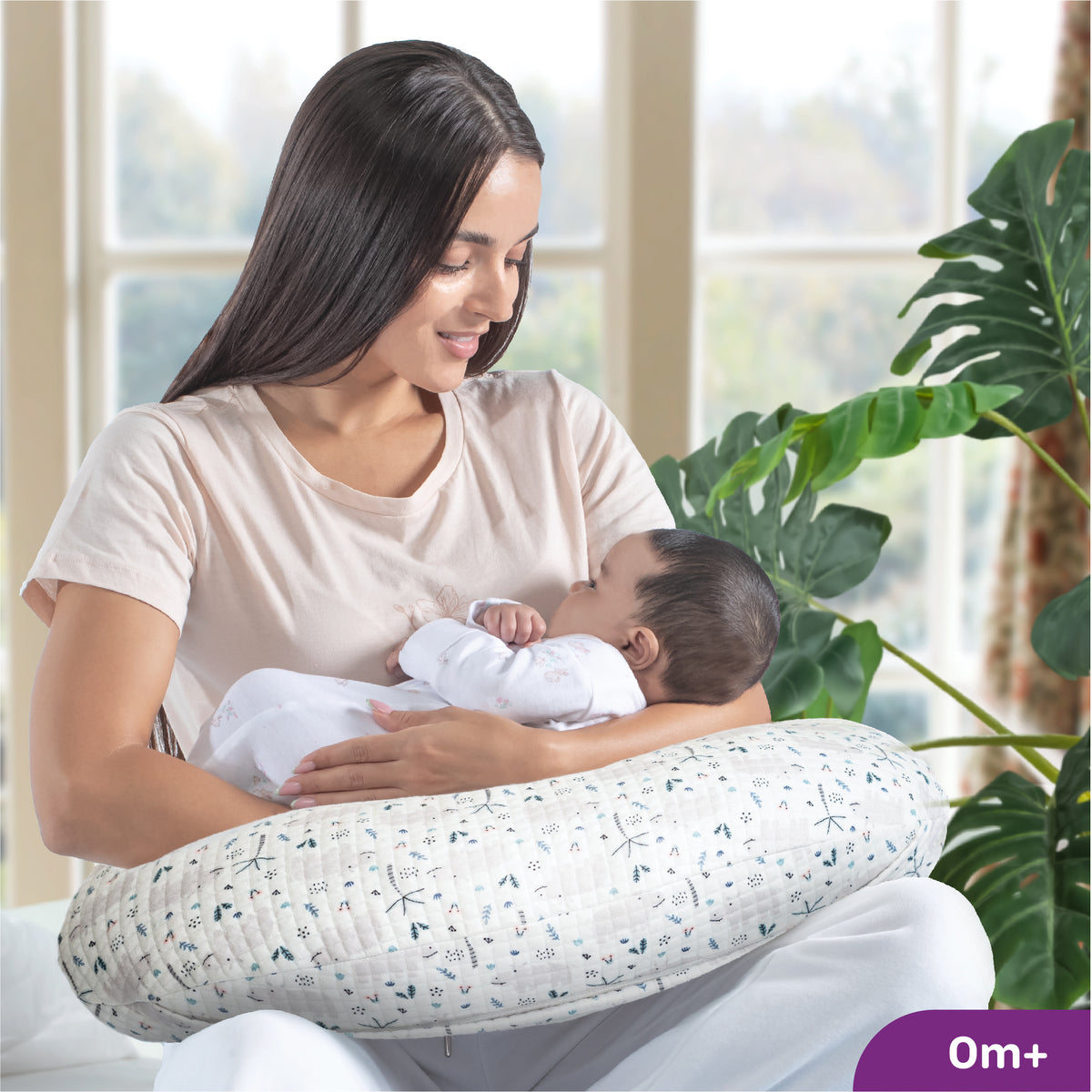 MOON Portable Nursing Breast Feeding Baby Support Pillow Cushion With Washable Zippered Cover-Hippo — The Moon Brand product image