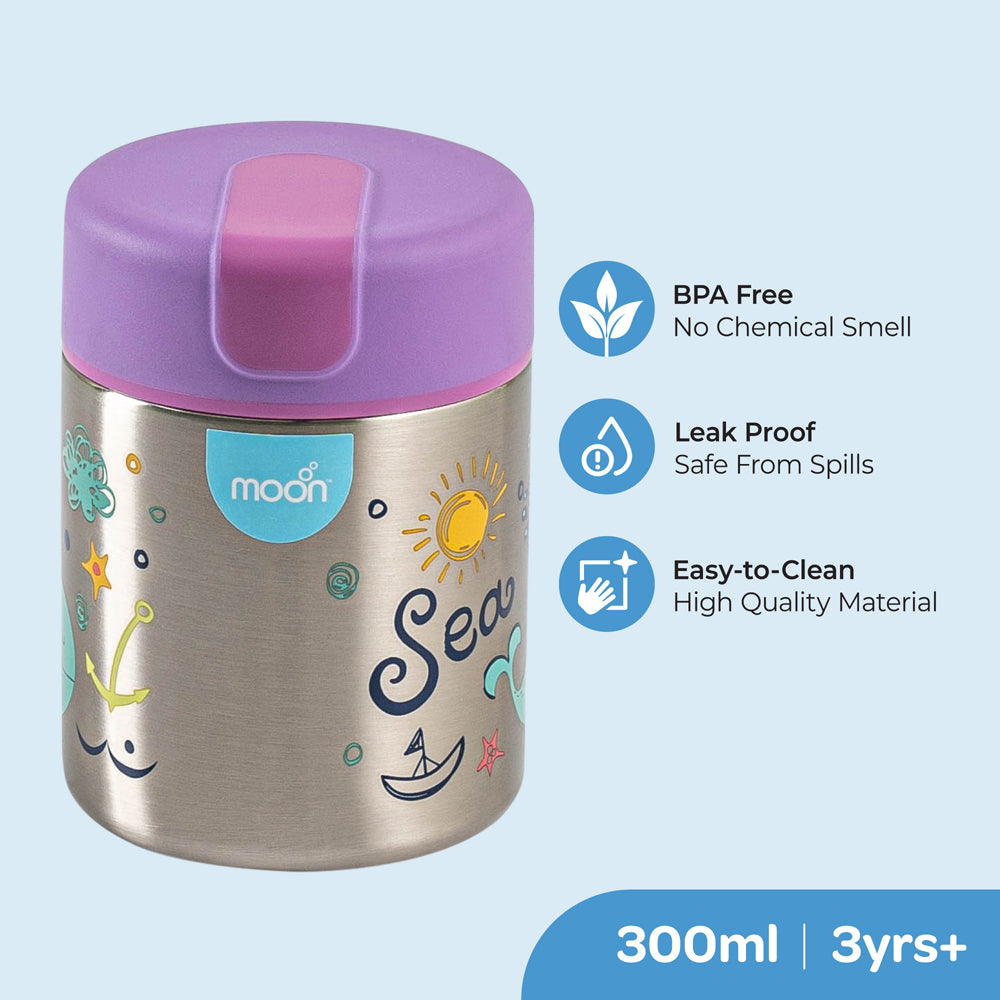 MOON Double Wall SS Food Jar 
10oz 88x88x125mm-Blue
