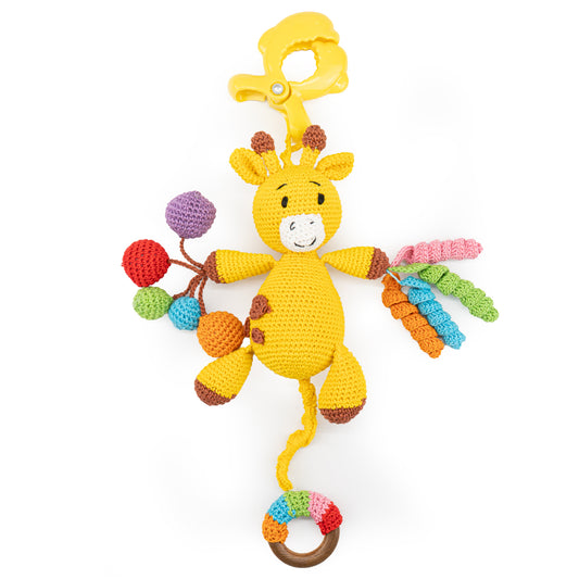 MOON Handcrafted Crochet  Toy with Ring & Clip Hanger-Giraffe