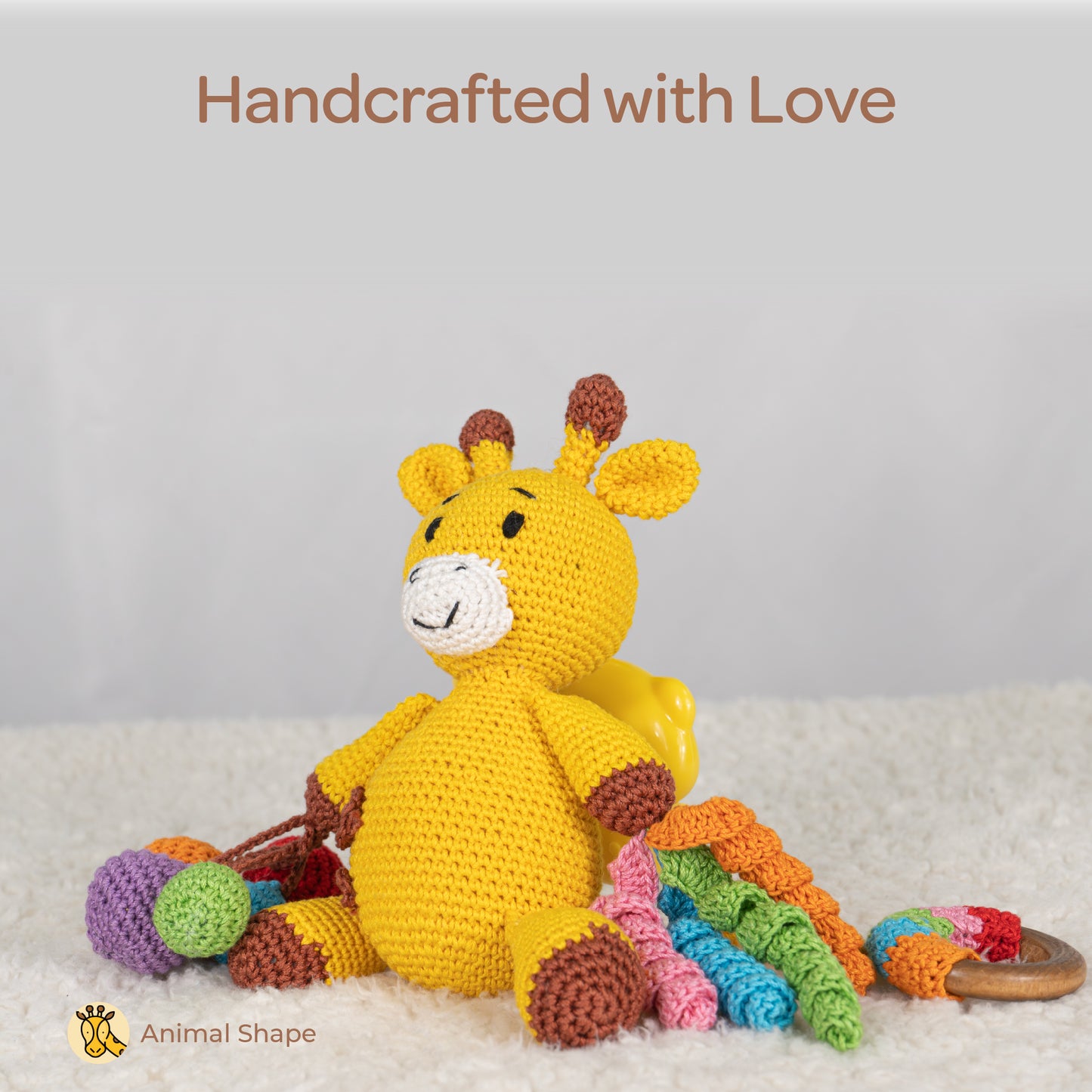 MOON Handcrafted Crochet  Toy with Ring & Clip Hanger-Giraffe