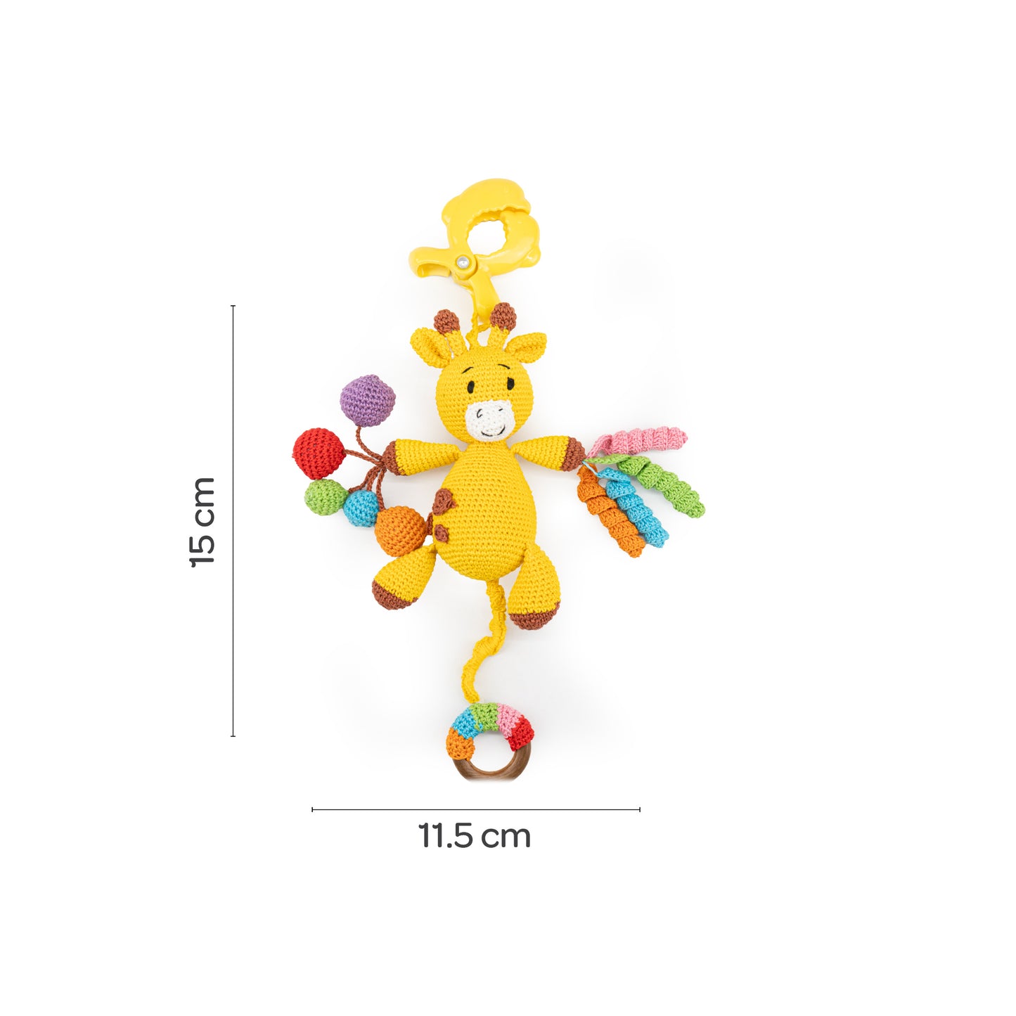 MOON Handcrafted Crochet  Toy with Ring & Clip Hanger-Giraffe