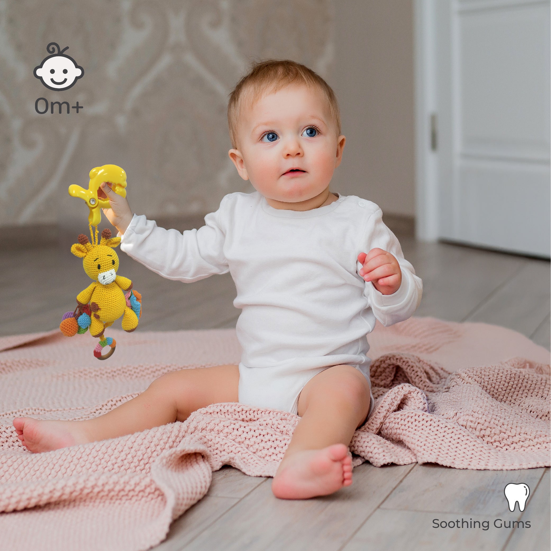 MOON Handcrafted Crochet  Toy with Ring & Clip Hanger-Giraffe
